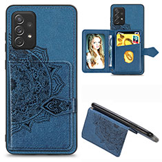 Silikon Hülle Handyhülle Ultra Dünn Schutzhülle Tasche Flexible mit Magnetisch S04D für Samsung Galaxy A52 5G Blau