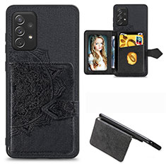 Silikon Hülle Handyhülle Ultra Dünn Schutzhülle Tasche Flexible mit Magnetisch S04D für Samsung Galaxy A52 5G Schwarz