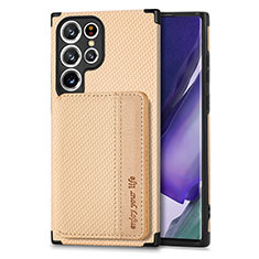 Silikon Hülle Handyhülle Ultra Dünn Schutzhülle Tasche Flexible mit Magnetisch S04D für Samsung Galaxy S23 Ultra 5G Gold