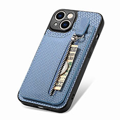 Silikon Hülle Handyhülle Ultra Dünn Schutzhülle Tasche Flexible mit Magnetisch S05D für Apple iPhone 14 Plus Blau