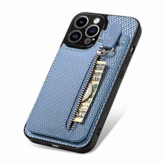 Silikon Hülle Handyhülle Ultra Dünn Schutzhülle Tasche Flexible mit Magnetisch S05D für Apple iPhone 15 Pro Max Blau
