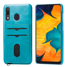 Silikon Hülle Handyhülle Ultra Dünn Schutzhülle Tasche Flexible mit Magnetisch S05D für Samsung Galaxy A30 Blau