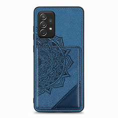 Silikon Hülle Handyhülle Ultra Dünn Schutzhülle Tasche Flexible mit Magnetisch S05D für Samsung Galaxy A52 5G Blau