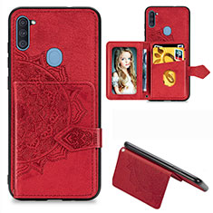 Silikon Hülle Handyhülle Ultra Dünn Schutzhülle Tasche Flexible mit Magnetisch S05D für Samsung Galaxy M11 Rot
