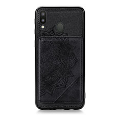 Silikon Hülle Handyhülle Ultra Dünn Schutzhülle Tasche Flexible mit Magnetisch S05D für Samsung Galaxy M20 Schwarz