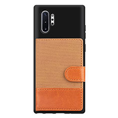 Silikon Hülle Handyhülle Ultra Dünn Schutzhülle Tasche Flexible mit Magnetisch S05D für Samsung Galaxy Note 10 Plus 5G Braun