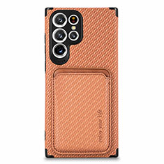 Silikon Hülle Handyhülle Ultra Dünn Schutzhülle Tasche Flexible mit Magnetisch S05D für Samsung Galaxy S24 Ultra 5G Orange