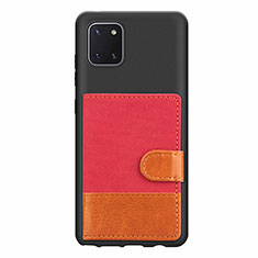 Silikon Hülle Handyhülle Ultra Dünn Schutzhülle Tasche Flexible mit Magnetisch S06D für Samsung Galaxy A81 Rot