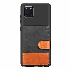 Silikon Hülle Handyhülle Ultra Dünn Schutzhülle Tasche Flexible mit Magnetisch S06D für Samsung Galaxy A81 Schwarz