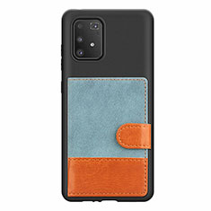 Silikon Hülle Handyhülle Ultra Dünn Schutzhülle Tasche Flexible mit Magnetisch S06D für Samsung Galaxy A91 Blau