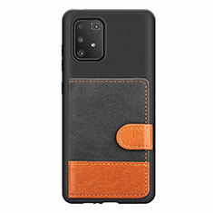 Silikon Hülle Handyhülle Ultra Dünn Schutzhülle Tasche Flexible mit Magnetisch S06D für Samsung Galaxy A91 Schwarz