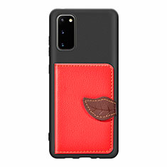 Silikon Hülle Handyhülle Ultra Dünn Schutzhülle Tasche Flexible mit Magnetisch S06D für Samsung Galaxy S20 5G Rot