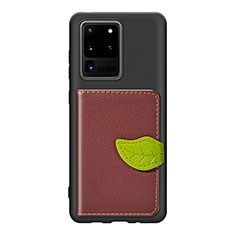 Silikon Hülle Handyhülle Ultra Dünn Schutzhülle Tasche Flexible mit Magnetisch S06D für Samsung Galaxy S20 Ultra 5G Braun