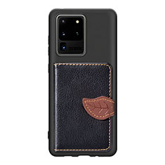 Silikon Hülle Handyhülle Ultra Dünn Schutzhülle Tasche Flexible mit Magnetisch S06D für Samsung Galaxy S20 Ultra 5G Schwarz