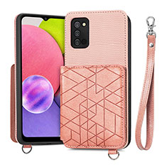 Silikon Hülle Handyhülle Ultra Dünn Schutzhülle Tasche Flexible mit Magnetisch S07D für Samsung Galaxy A03s Rosa