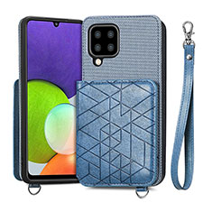 Silikon Hülle Handyhülle Ultra Dünn Schutzhülle Tasche Flexible mit Magnetisch S07D für Samsung Galaxy A22 4G Blau