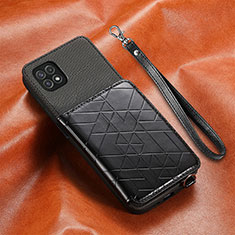 Silikon Hülle Handyhülle Ultra Dünn Schutzhülle Tasche Flexible mit Magnetisch S07D für Samsung Galaxy A22 5G Schwarz
