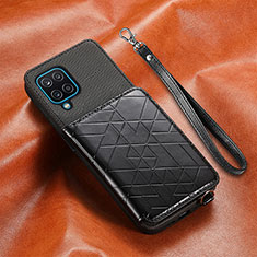 Silikon Hülle Handyhülle Ultra Dünn Schutzhülle Tasche Flexible mit Magnetisch S07D für Samsung Galaxy F12 Schwarz