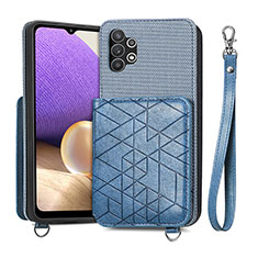 Silikon Hülle Handyhülle Ultra Dünn Schutzhülle Tasche Flexible mit Magnetisch S08D für Samsung Galaxy A32 4G Blau