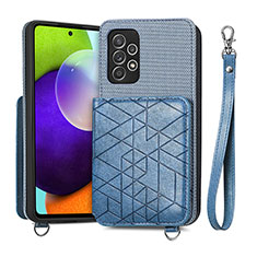 Silikon Hülle Handyhülle Ultra Dünn Schutzhülle Tasche Flexible mit Magnetisch S08D für Samsung Galaxy A52 5G Blau