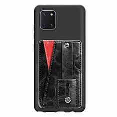 Silikon Hülle Handyhülle Ultra Dünn Schutzhülle Tasche Flexible mit Magnetisch S08D für Samsung Galaxy A81 Schwarz