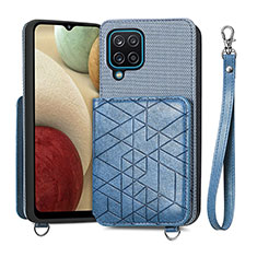 Silikon Hülle Handyhülle Ultra Dünn Schutzhülle Tasche Flexible mit Magnetisch S08D für Samsung Galaxy F12 Blau