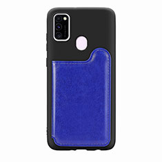 Silikon Hülle Handyhülle Ultra Dünn Schutzhülle Tasche Flexible mit Magnetisch S08D für Samsung Galaxy M21 Blau
