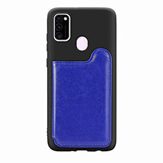 Silikon Hülle Handyhülle Ultra Dünn Schutzhülle Tasche Flexible mit Magnetisch S08D für Samsung Galaxy M30s Blau