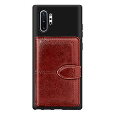 Silikon Hülle Handyhülle Ultra Dünn Schutzhülle Tasche Flexible mit Magnetisch S08D für Samsung Galaxy Note 10 Plus 5G Braun