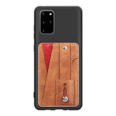 Silikon Hülle Handyhülle Ultra Dünn Schutzhülle Tasche Flexible mit Magnetisch S08D für Samsung Galaxy S20 Plus Braun