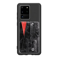 Silikon Hülle Handyhülle Ultra Dünn Schutzhülle Tasche Flexible mit Magnetisch S08D für Samsung Galaxy S20 Ultra 5G Schwarz