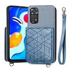 Silikon Hülle Handyhülle Ultra Dünn Schutzhülle Tasche Flexible mit Magnetisch S08D für Xiaomi Redmi Note 11 4G (2022) Blau