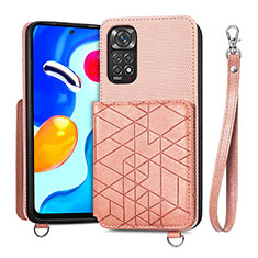 Silikon Hülle Handyhülle Ultra Dünn Schutzhülle Tasche Flexible mit Magnetisch S08D für Xiaomi Redmi Note 11 4G (2022) Rosa