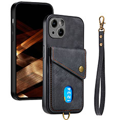 Silikon Hülle Handyhülle Ultra Dünn Schutzhülle Tasche Flexible mit Magnetisch S09D für Apple iPhone 15 Plus Schwarz