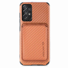 Silikon Hülle Handyhülle Ultra Dünn Schutzhülle Tasche Flexible mit Magnetisch S09D für Samsung Galaxy A52 5G Braun