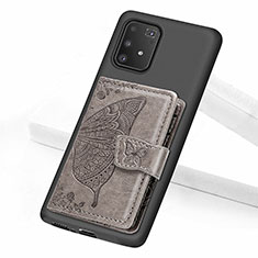 Silikon Hülle Handyhülle Ultra Dünn Schutzhülle Tasche Flexible mit Magnetisch S09D für Samsung Galaxy A91 Grau