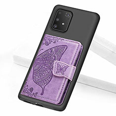 Silikon Hülle Handyhülle Ultra Dünn Schutzhülle Tasche Flexible mit Magnetisch S09D für Samsung Galaxy A91 Violett