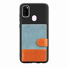 Silikon Hülle Handyhülle Ultra Dünn Schutzhülle Tasche Flexible mit Magnetisch S09D für Samsung Galaxy M30s Blau