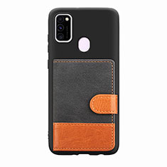 Silikon Hülle Handyhülle Ultra Dünn Schutzhülle Tasche Flexible mit Magnetisch S09D für Samsung Galaxy M30s Schwarz