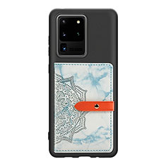 Silikon Hülle Handyhülle Ultra Dünn Schutzhülle Tasche Flexible mit Magnetisch S09D für Samsung Galaxy S20 Ultra 5G Blau