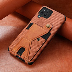 Silikon Hülle Handyhülle Ultra Dünn Schutzhülle Tasche Flexible mit Magnetisch S10D für Samsung Galaxy A12 Braun