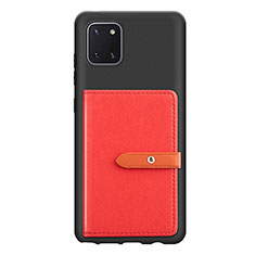 Silikon Hülle Handyhülle Ultra Dünn Schutzhülle Tasche Flexible mit Magnetisch S10D für Samsung Galaxy A81 Rot