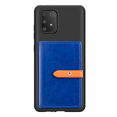 Silikon Hülle Handyhülle Ultra Dünn Schutzhülle Tasche Flexible mit Magnetisch S10D für Samsung Galaxy A91 Blau