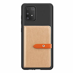 Silikon Hülle Handyhülle Ultra Dünn Schutzhülle Tasche Flexible mit Magnetisch S10D für Samsung Galaxy A91 Kahki