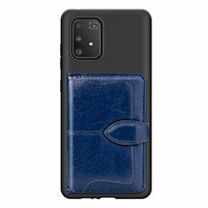 Silikon Hülle Handyhülle Ultra Dünn Schutzhülle Tasche Flexible mit Magnetisch S11D für Samsung Galaxy A91 Blau