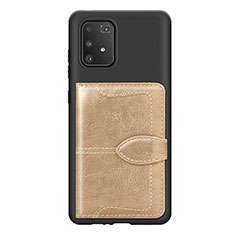 Silikon Hülle Handyhülle Ultra Dünn Schutzhülle Tasche Flexible mit Magnetisch S11D für Samsung Galaxy A91 Gold