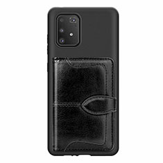 Silikon Hülle Handyhülle Ultra Dünn Schutzhülle Tasche Flexible mit Magnetisch S11D für Samsung Galaxy A91 Schwarz
