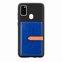 Silikon Hülle Handyhülle Ultra Dünn Schutzhülle Tasche Flexible mit Magnetisch S11D für Samsung Galaxy M21 Blau