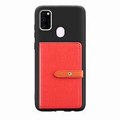 Silikon Hülle Handyhülle Ultra Dünn Schutzhülle Tasche Flexible mit Magnetisch S11D für Samsung Galaxy M21 Rot