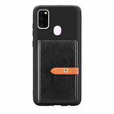 Silikon Hülle Handyhülle Ultra Dünn Schutzhülle Tasche Flexible mit Magnetisch S11D für Samsung Galaxy M30s Schwarz